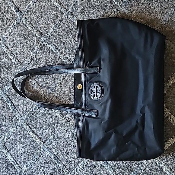 Authentic Tory Burch Nylon Tote Bag Clean Black